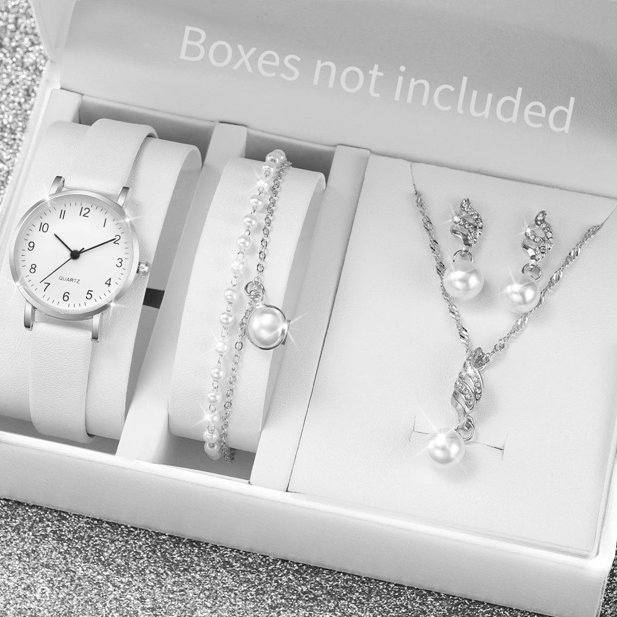 Conjunto Feminino: Relógio Elegance e 4 Peças de Bijutaria