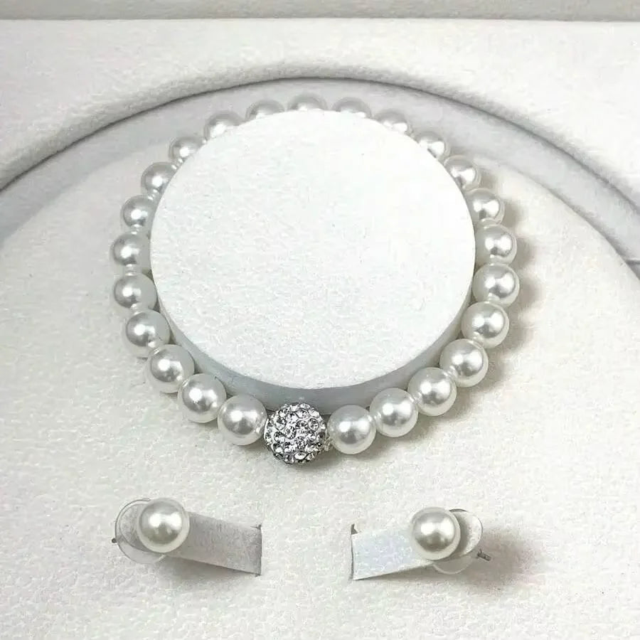 Conjunto Aurora: Colar, Pulseira e Brincos de Pérolas