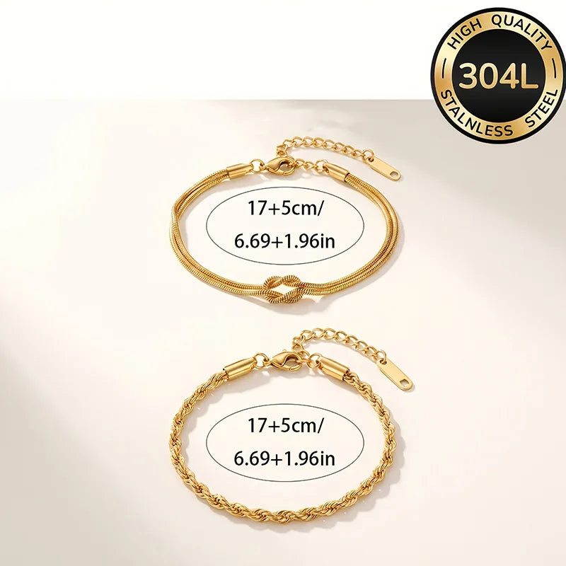 Conjunto 2 Pulseiras Douradas Banhadas a Ouro 18K