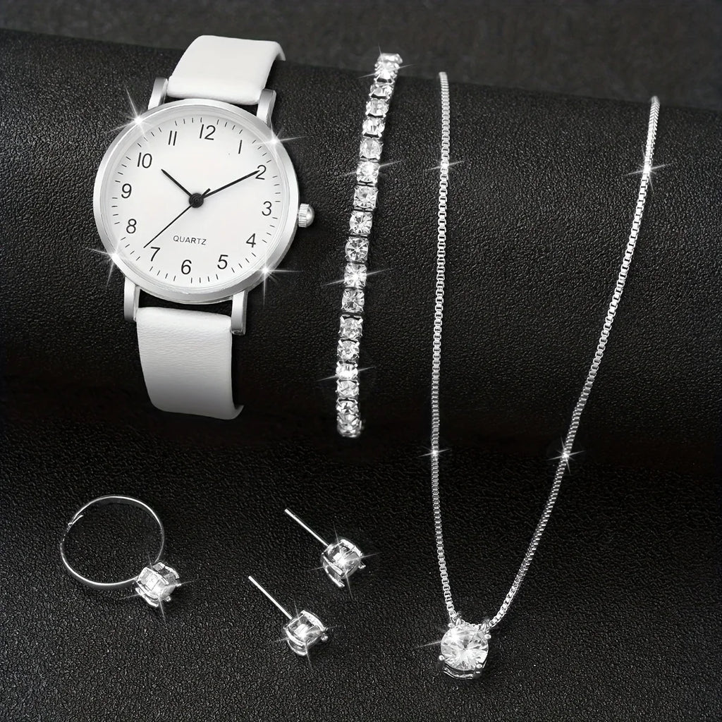 Conjunto Feminino: Relógio Elegance e 4 Peças de Bijutaria