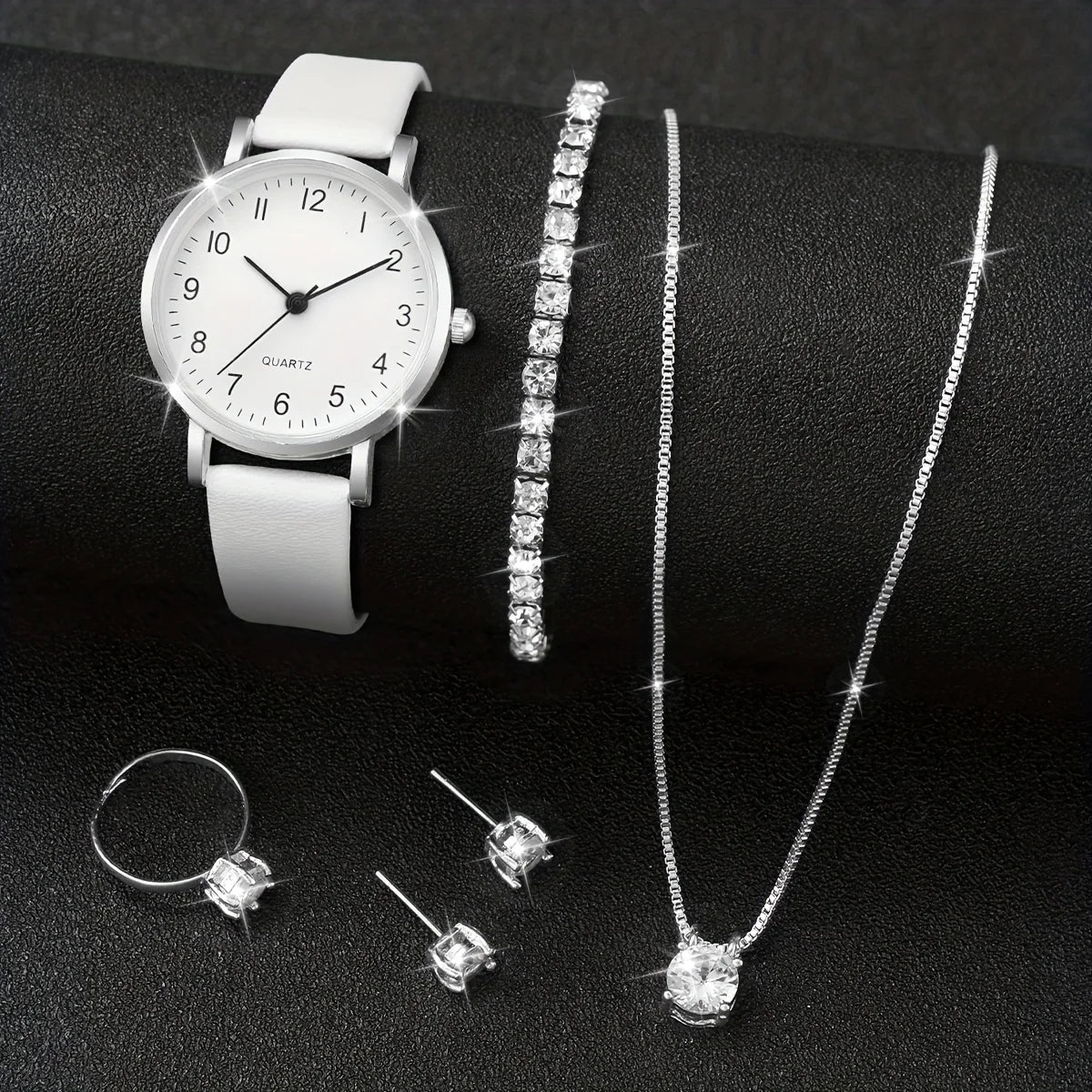 Conjunto Feminino: Relógio Elegance e 4 Peças de Bijutaria