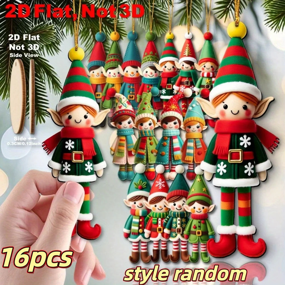 Pendentes de Madeira 2D Ursinhos de Natal (Pack 10 ou 20)