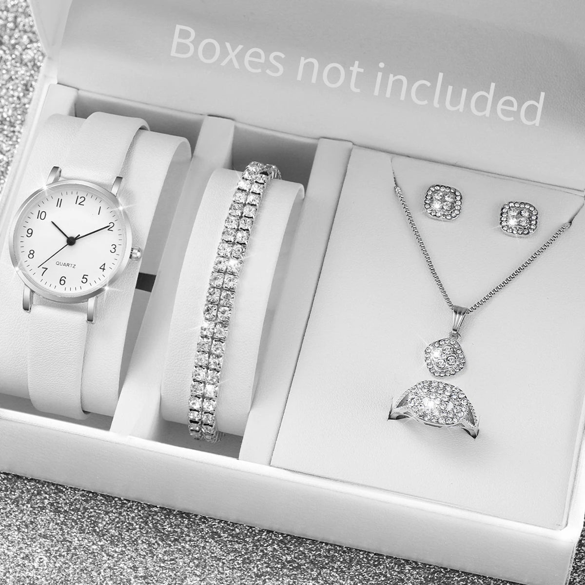 Conjunto Feminino: Relógio Elegance e 4 Peças de Bijutaria