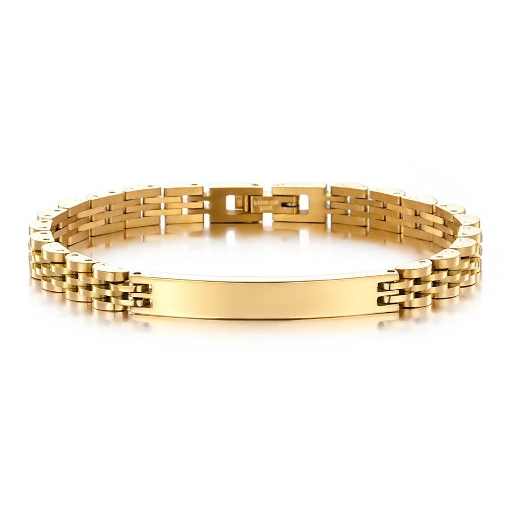 Pulseira em Aço 6 mm Personalizável: Linhas Clássicas