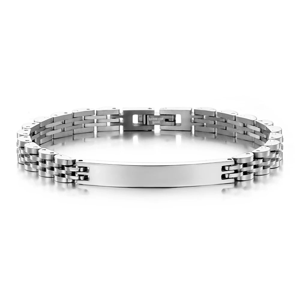 Pulseira em Aço 6 mm Personalizável: Linhas Clássicas
