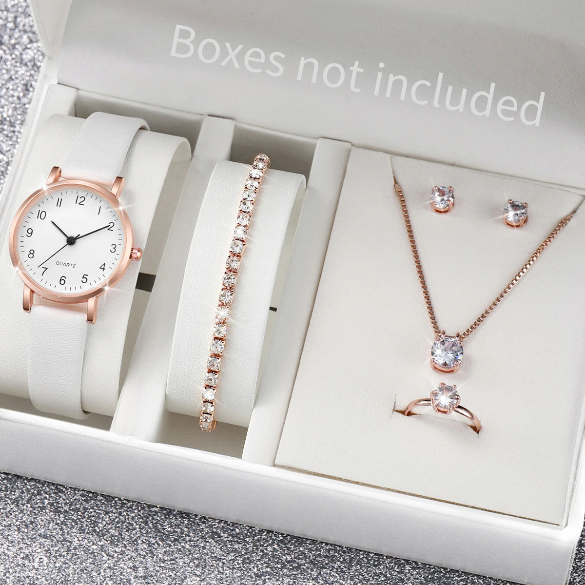 Conjunto Feminino: Relógio Elegance e 4 Peças de Bijutaria