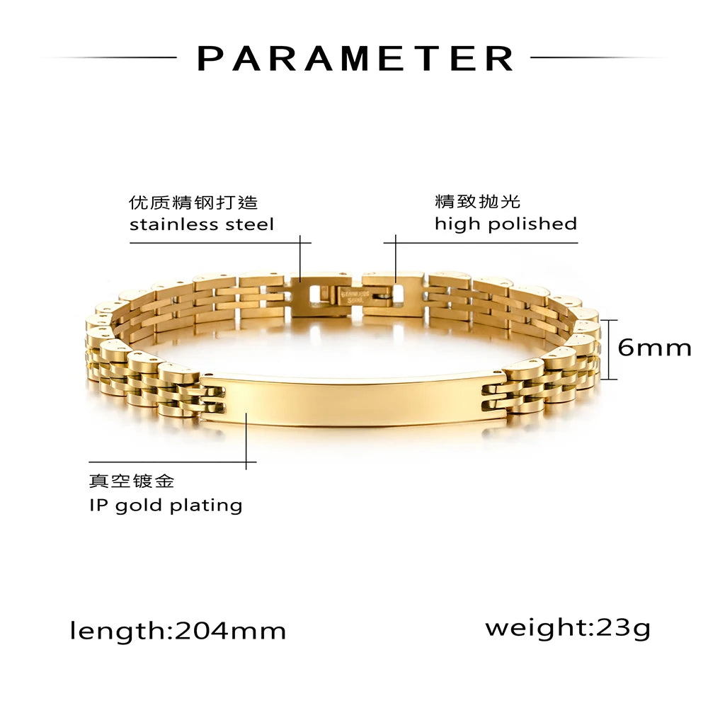 Pulseira em Aço 6 mm Personalizável: Linhas Clássicas