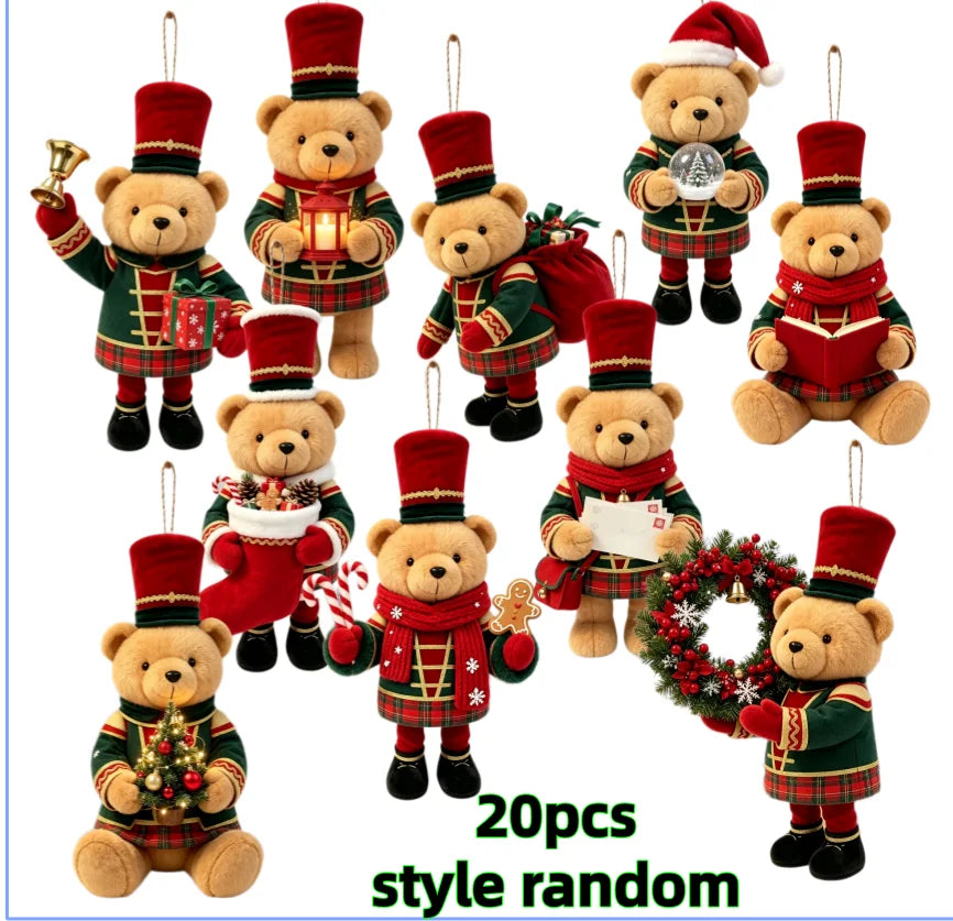 Pendentes de Madeira 2D Ursinhos de Natal (Pack 10 ou 20)