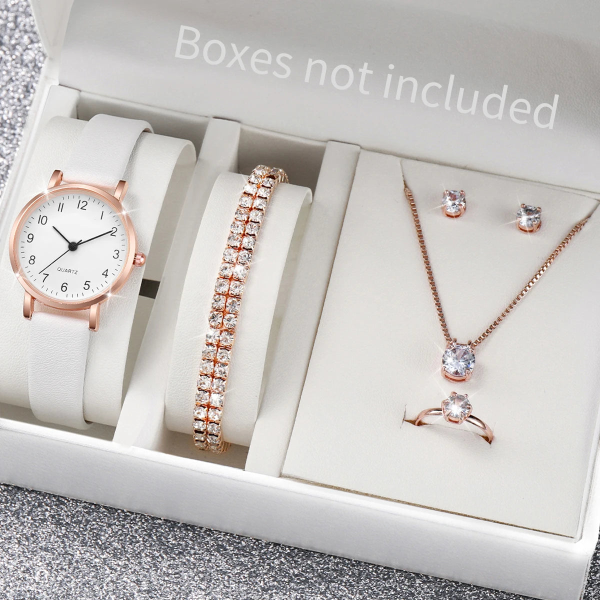 Conjunto Feminino: Relógio Elegance e 4 Peças de Bijutaria