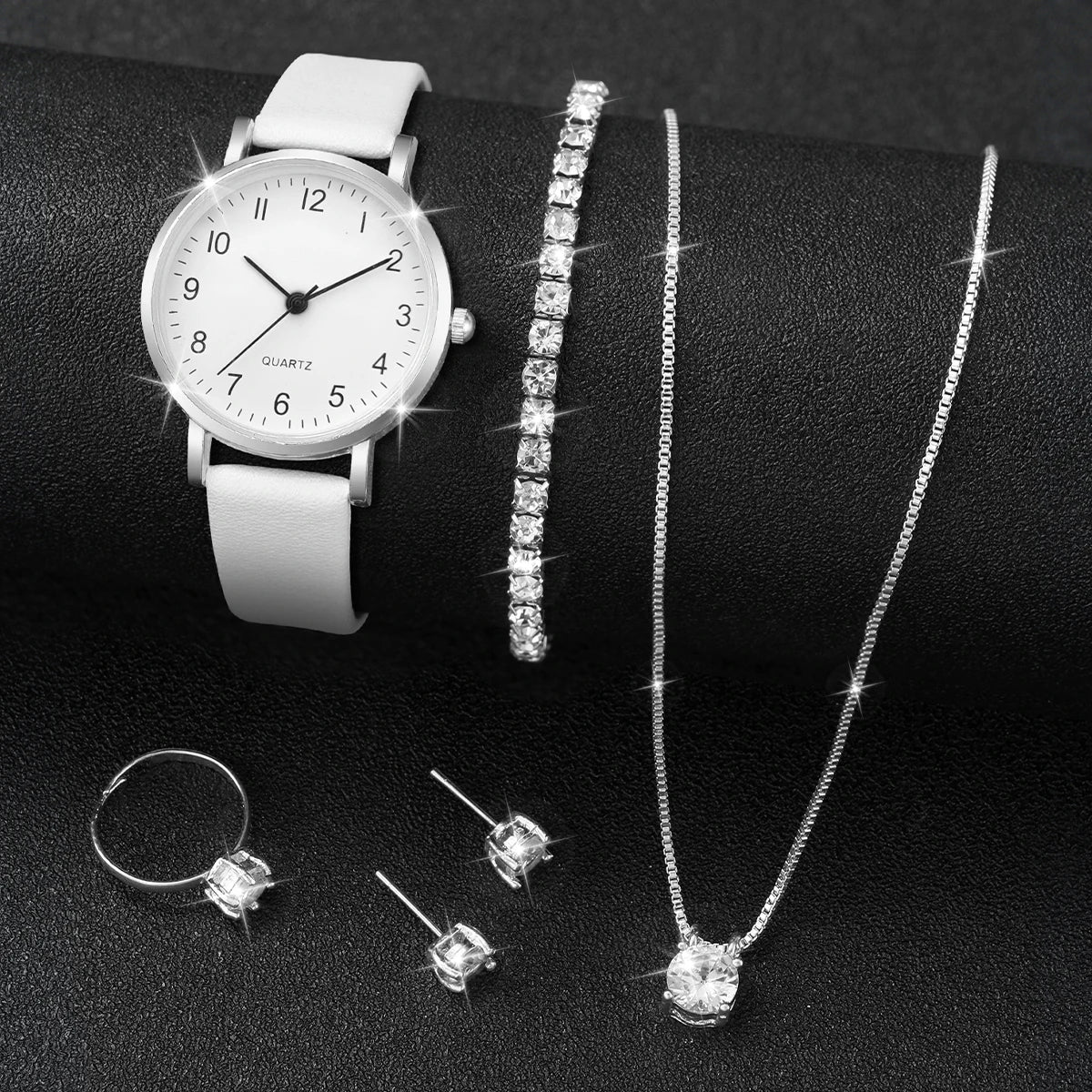 Conjunto Feminino: Relógio Elegance e 4 Peças de Bijutaria