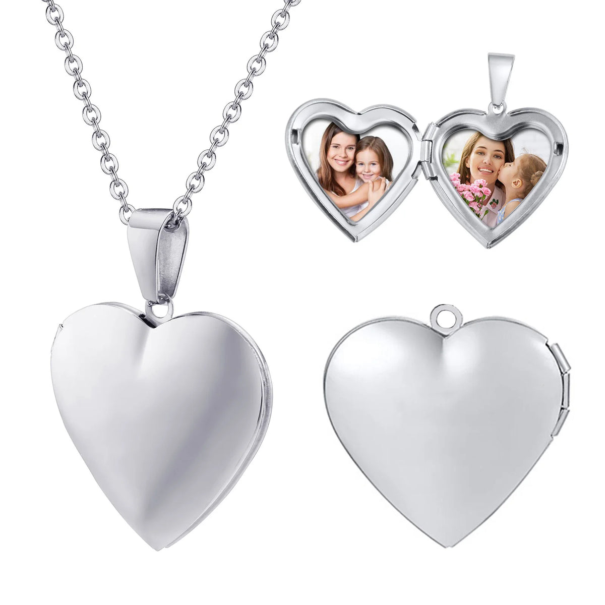 Colar Relicário de Coração Personalizado em Aço