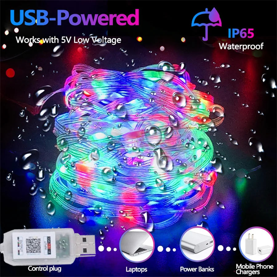 Luzes LED RGBIC Inteligentes com Controlo por App e USB