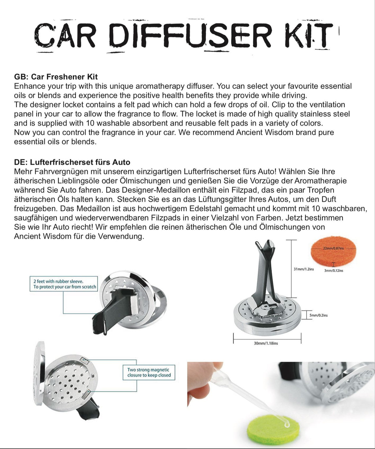 Difusor Automóvel Árvore da Vida em Aço Inoxidável (30 mm)