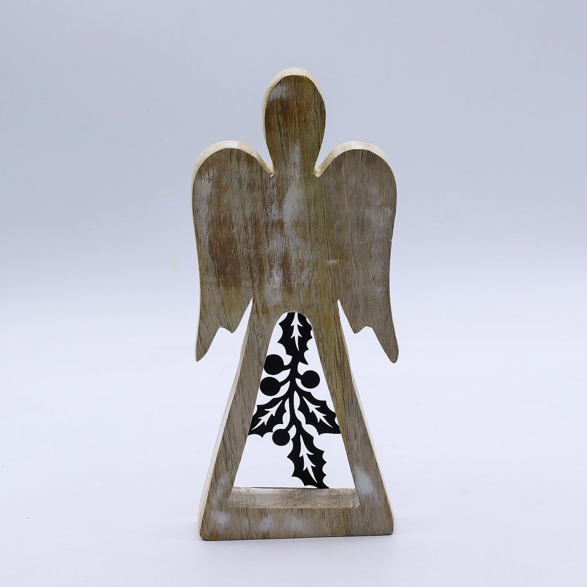 Anjo Decorativo em Madeira de Mangueira e Ferro Artesanal (18 cm)
