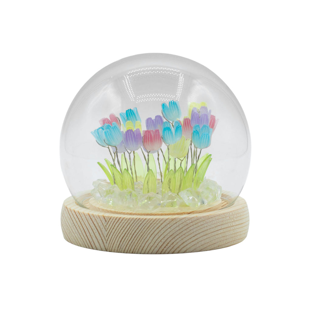 Jardim Eterno: Cúpula com Tulipas Coloridas e Luz LED