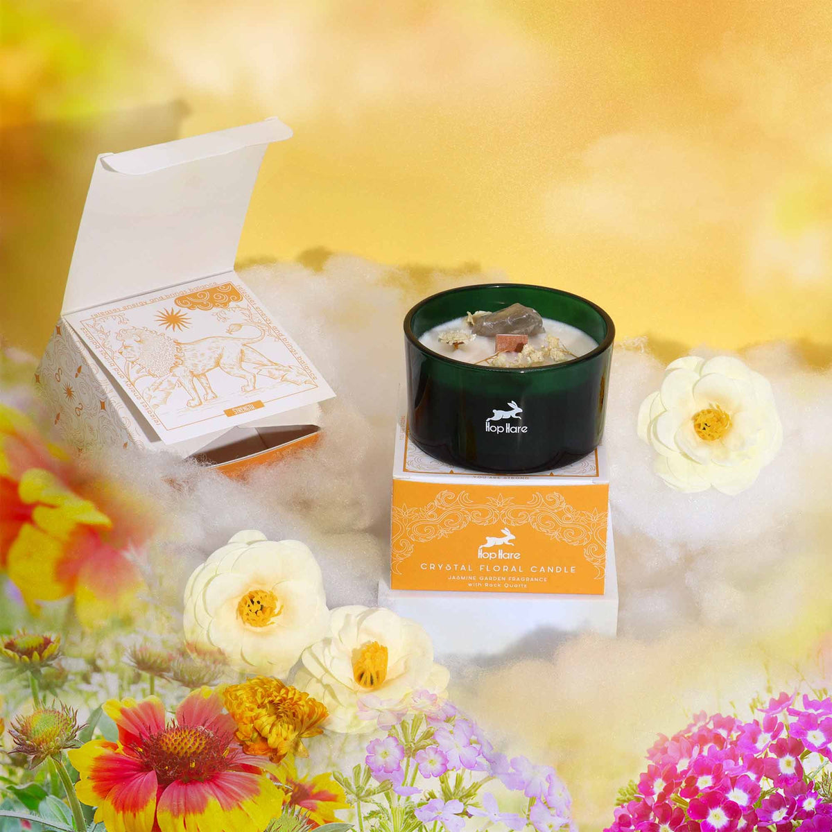 Vela Aromática The Lion: Jasmim, Pavio de Madeira e Quartzo