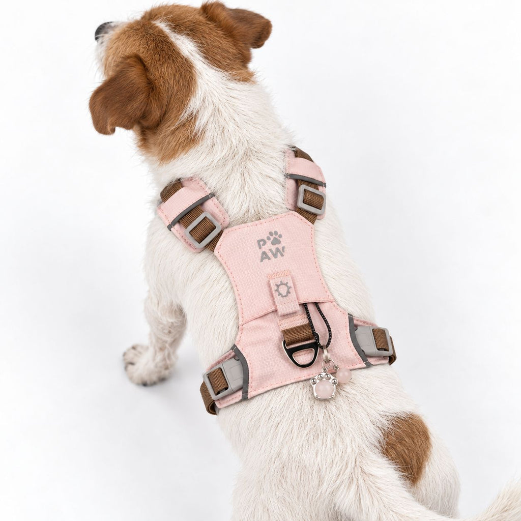 Peitoral para Cão PAW Step-in com Malha Refletora Rosa (S)