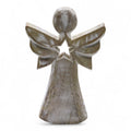 Anjo em Madeira de Mangueira com Estrela (18 cm)