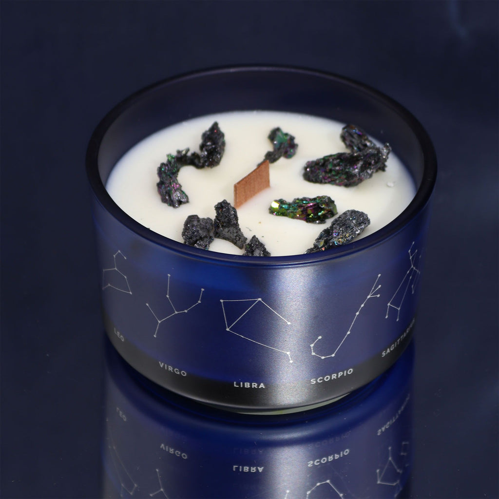 Conjunto Zodíaco Caranguejo: Vela Aromática e Pulseira de Pedras