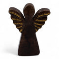 Anjo em Madeira de Mangueira com Asas Douradas (12 cm)