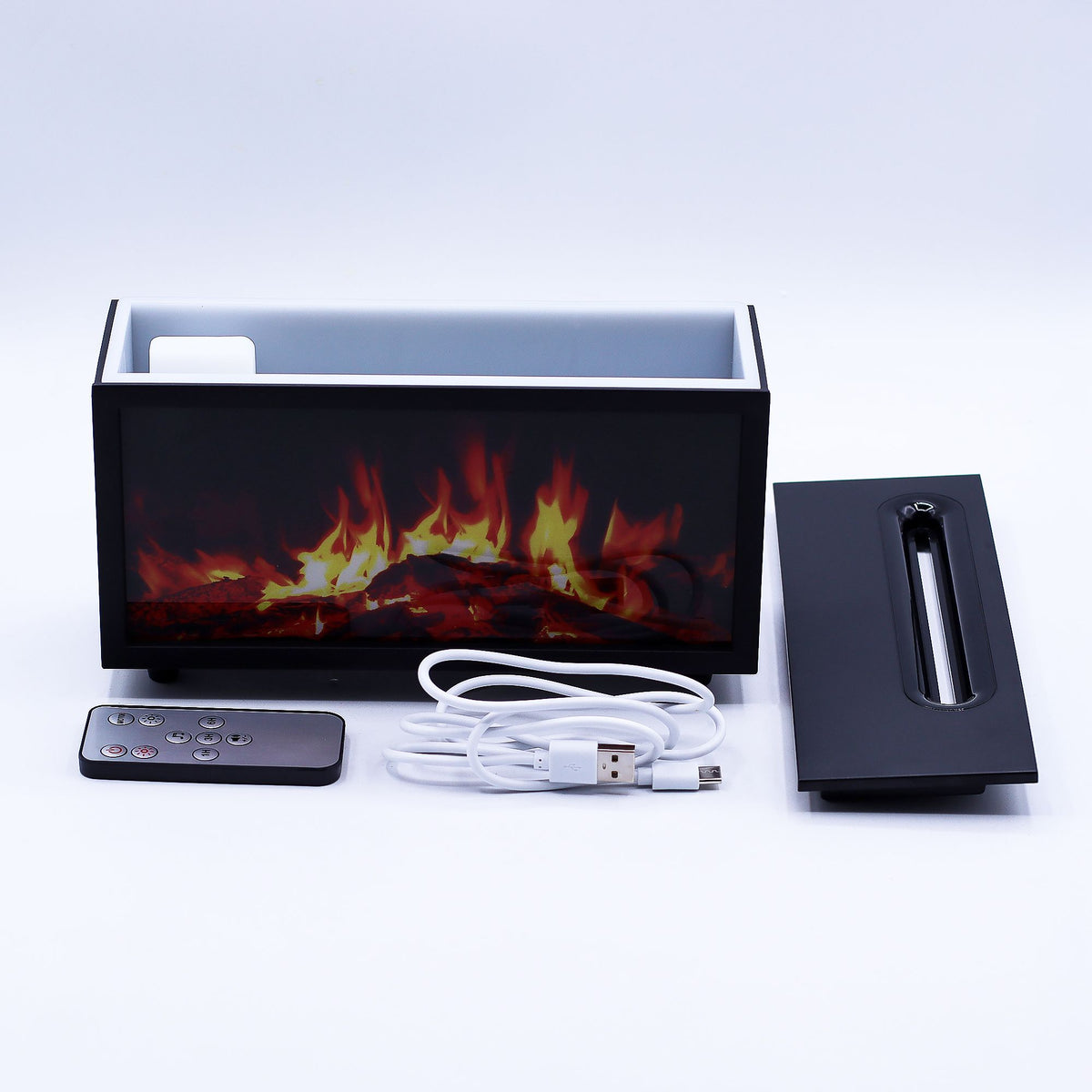 Difusor Ultrassónico Efeito Chama e Som Ambiente USB (Preto)