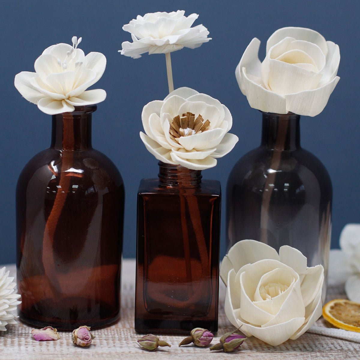 Pack 4 Flores Difusoras em Madeira de Sola – Modelo Lótus