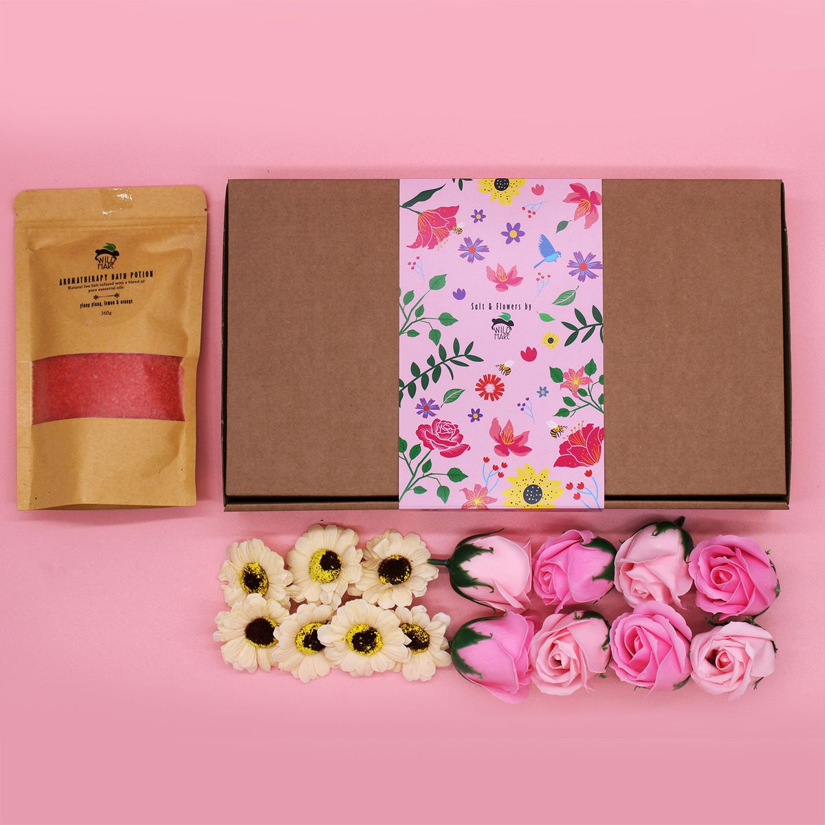 Conjunto de Banho SPA Wild Hare Passion: Sais e Flores de Sabão