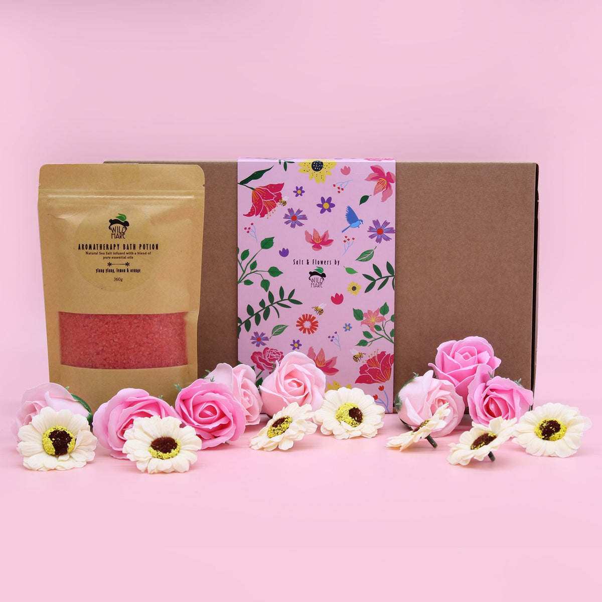 Conjunto de Banho SPA Wild Hare Passion: Sais e Flores de Sabão