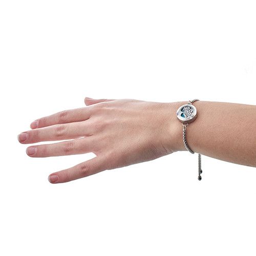 Pulseira Difusora de Aromaterapia Gato e Flores em Aço
