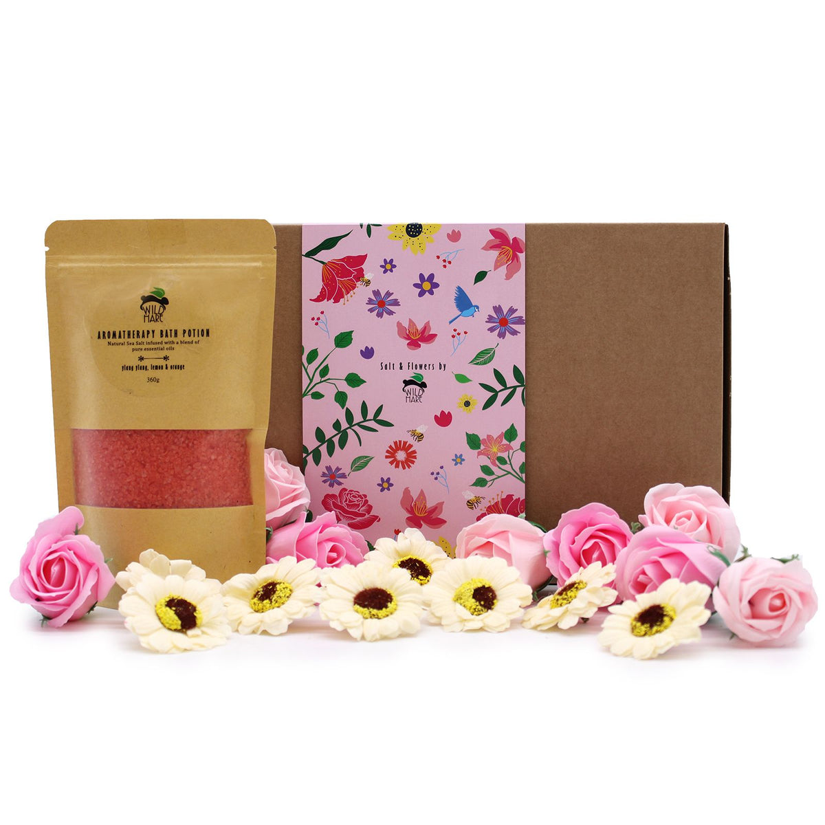Conjunto de Banho SPA Wild Hare Passion: Sais e Flores de Sabão