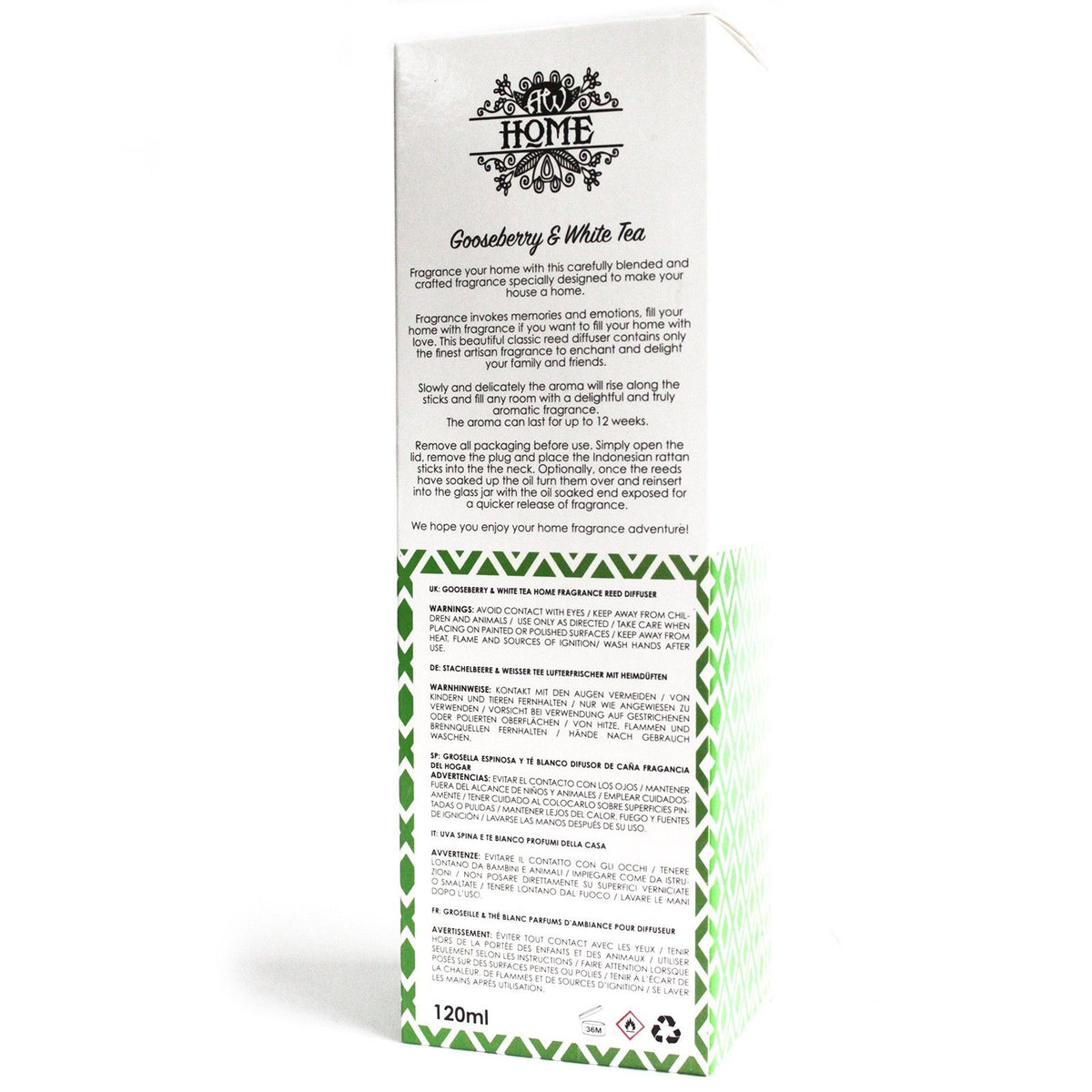 Difusor Gooseberry & White Tea com Varas de Rattan (120 ml)