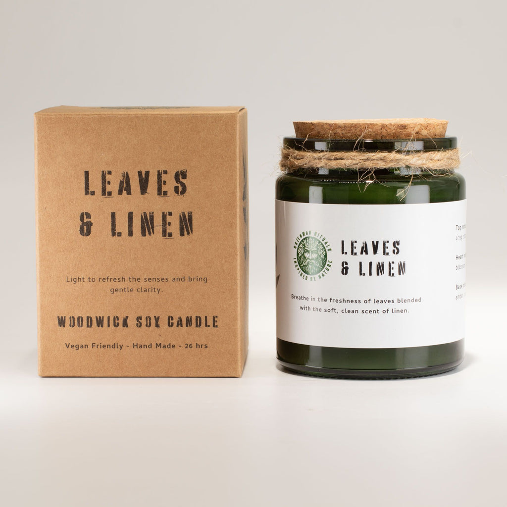 Vela de Soja Greenman Leaves & Linen | Pavio de Madeira