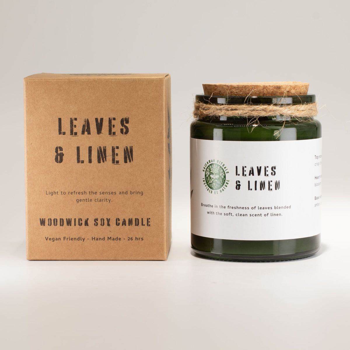 Vela de Soja Greenman Leaves & Linen | Pavio de Madeira