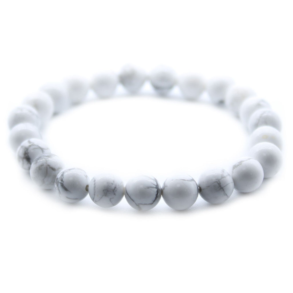 Pulseira Elástica em Jaspe Branco Natural (8 mm)