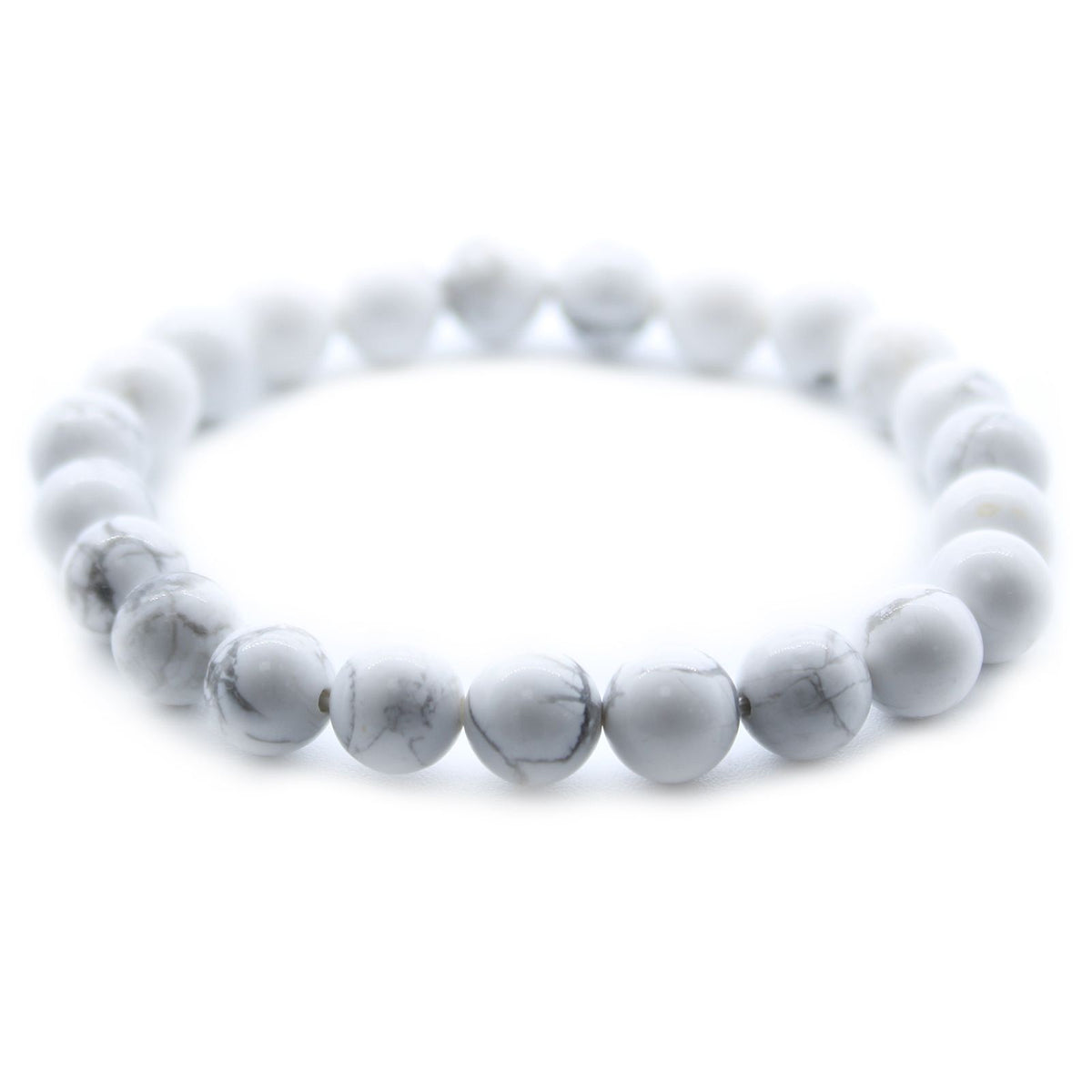 Pulseira Elástica em Jaspe Branco Natural (8 mm)