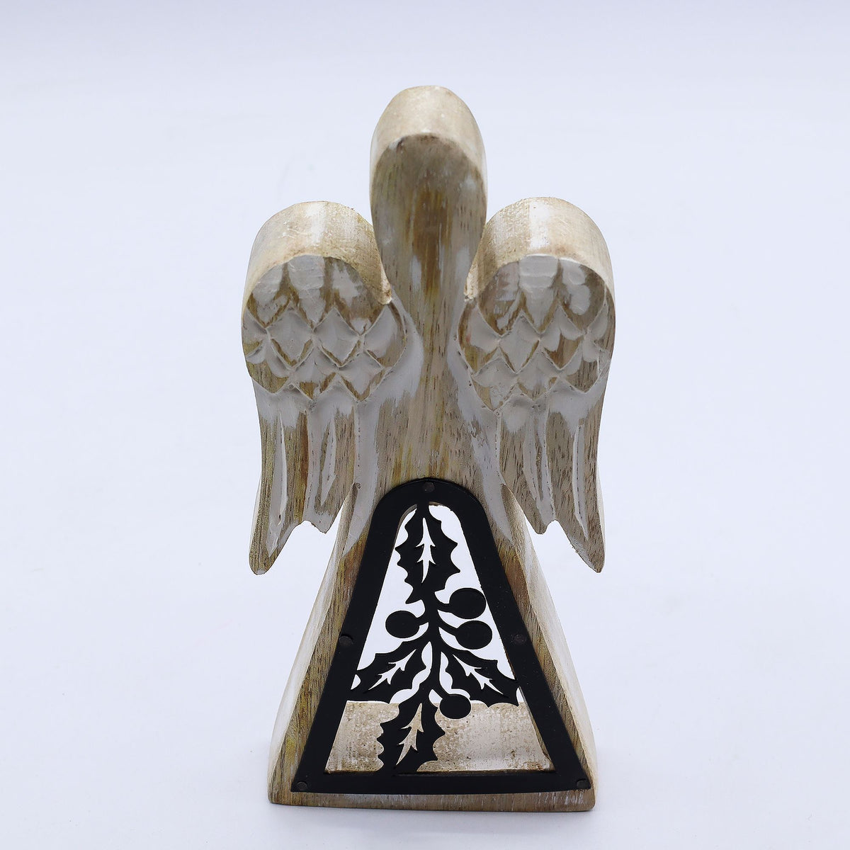 Anjo Decorativo em Madeira de Mangueira e Ferro Artesanal (18 cm)