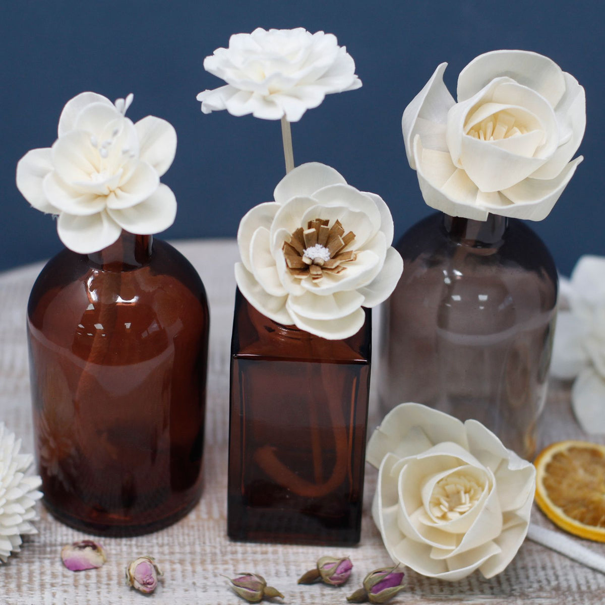 Flores Difusoras em Madeira Sola com Cordão (Pack de 4)