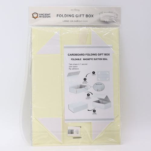 Caixa de Oferta Dobrável com Íman e Fita Marfim (28×20 cm)