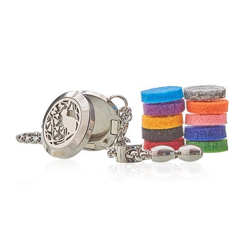 Pulseira Difusora de Aromaterapia Gato e Flores em Aço