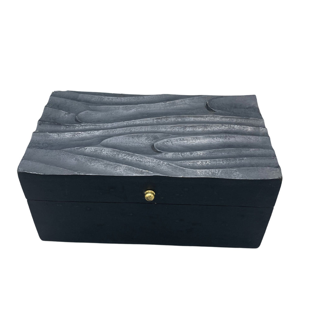 Caixa Decorativa Swirl em Preto Mate e Dourado (22 cm)
