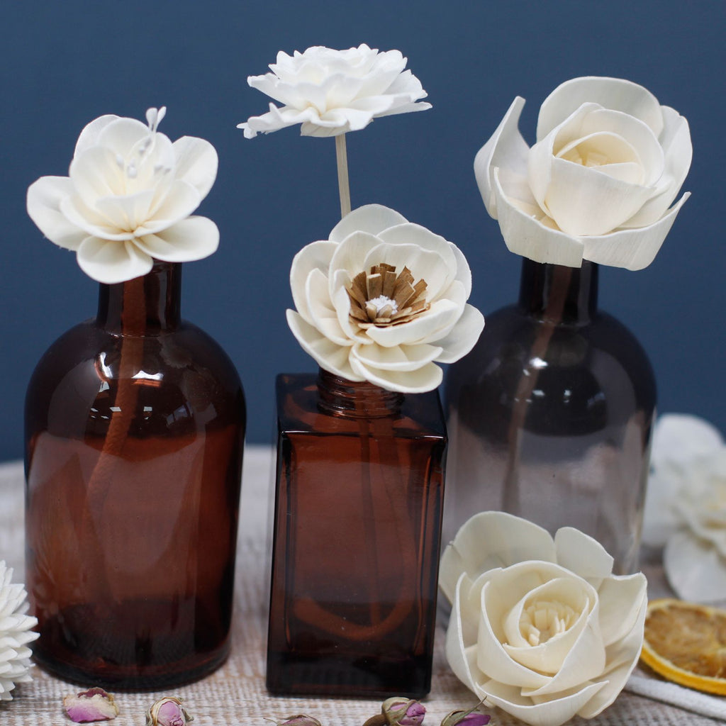 Flores Difusoras em Madeira Sola (Conjunto de 4)