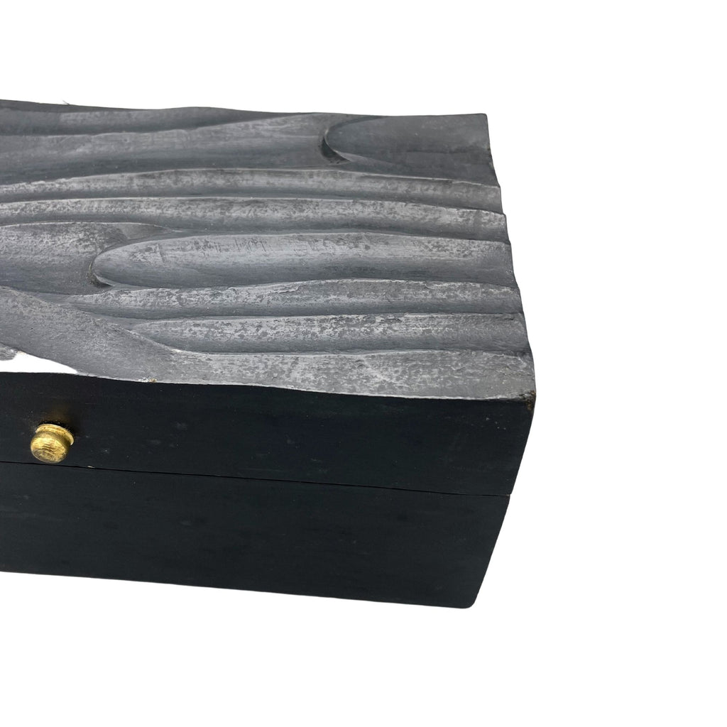Caixa Decorativa Swirl em Preto Mate e Dourado (22 cm)
