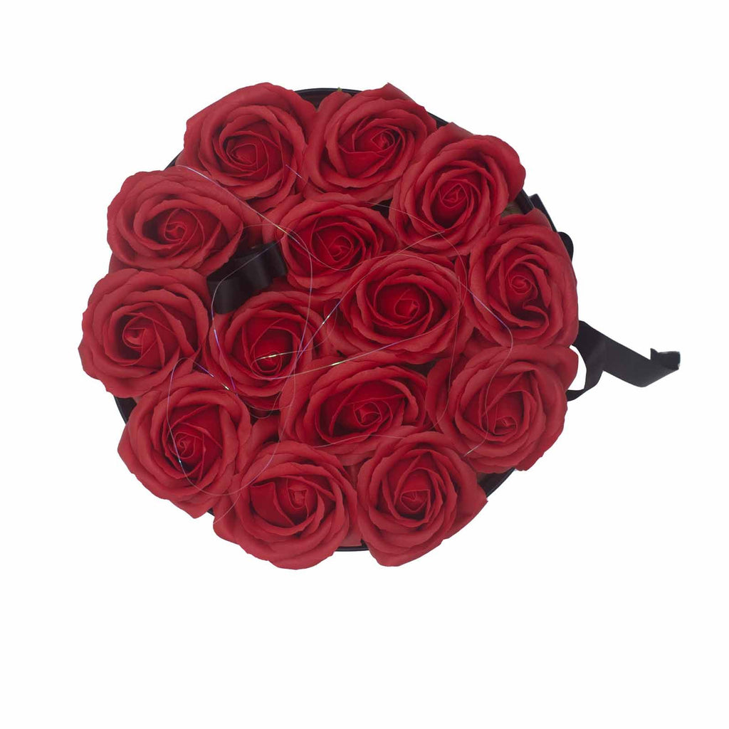 Caixa com 14 Rosas de Sabão Aromáticas Vermelhas