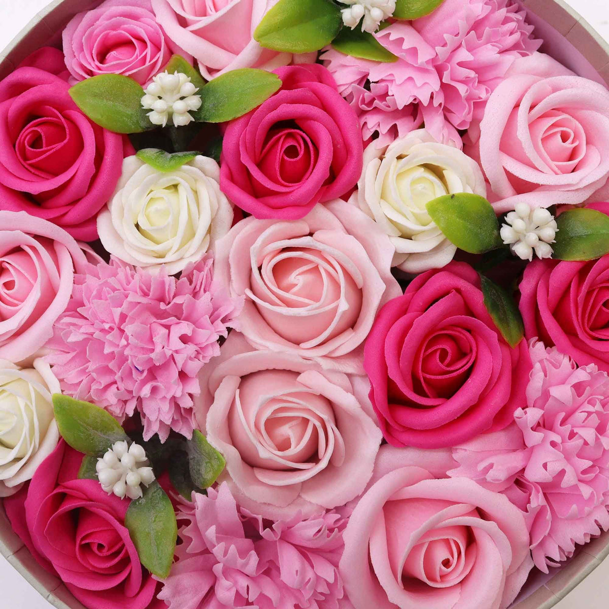 Caixa Merci Bouquet: Flores de Sabão em Tons de Rosa