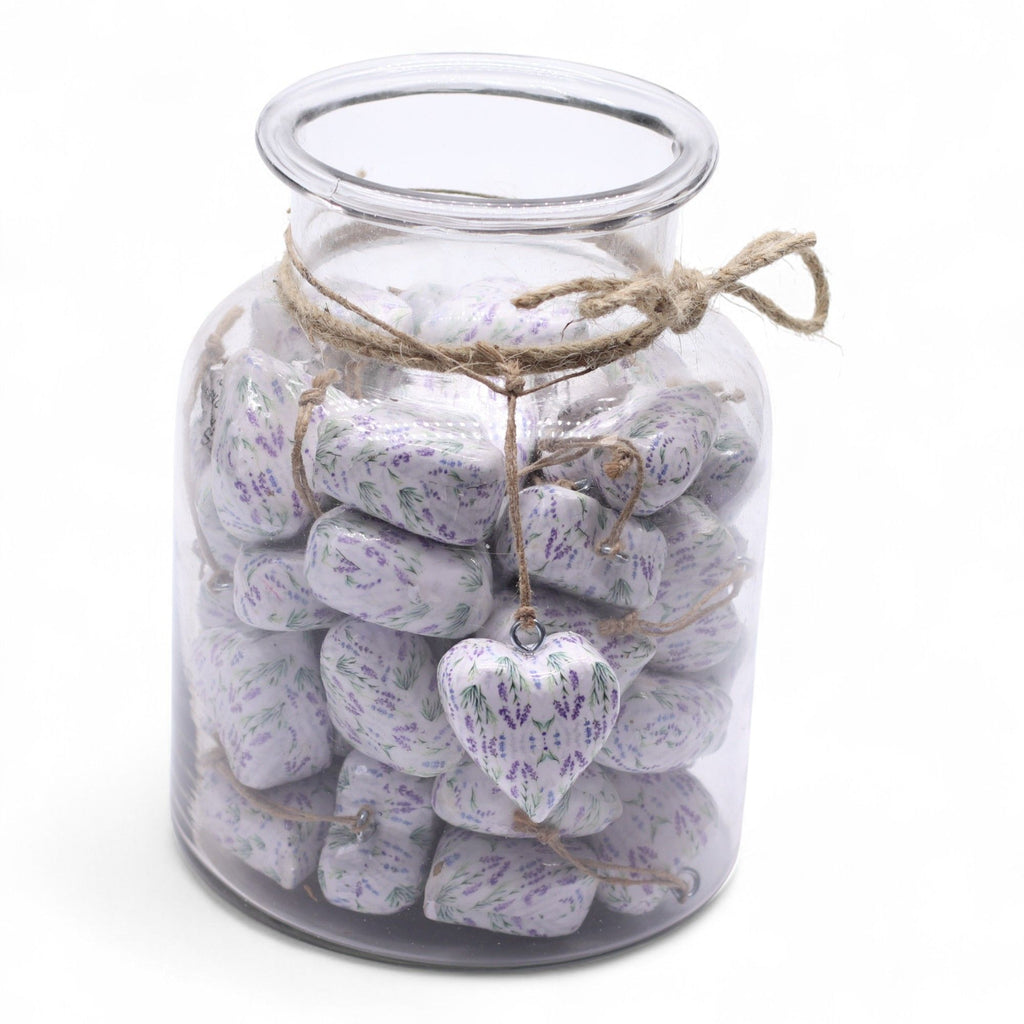Frasco com Corações em Madeira Decorativa Lavender