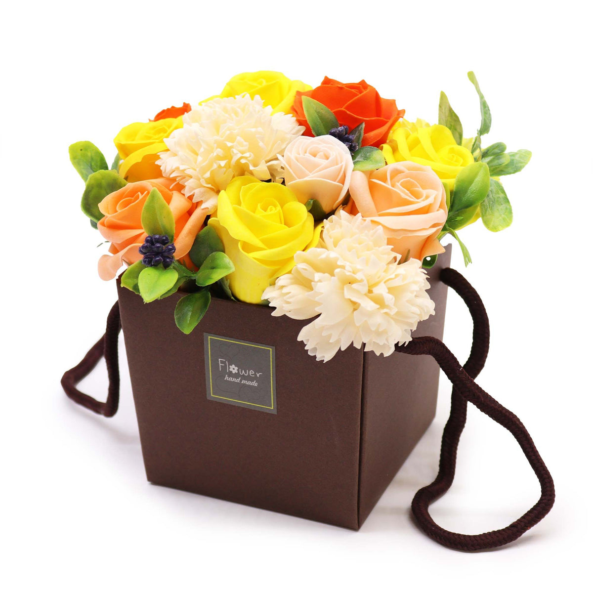 Ramo de Flores de Sabão Primavera em Caixa de Oferta